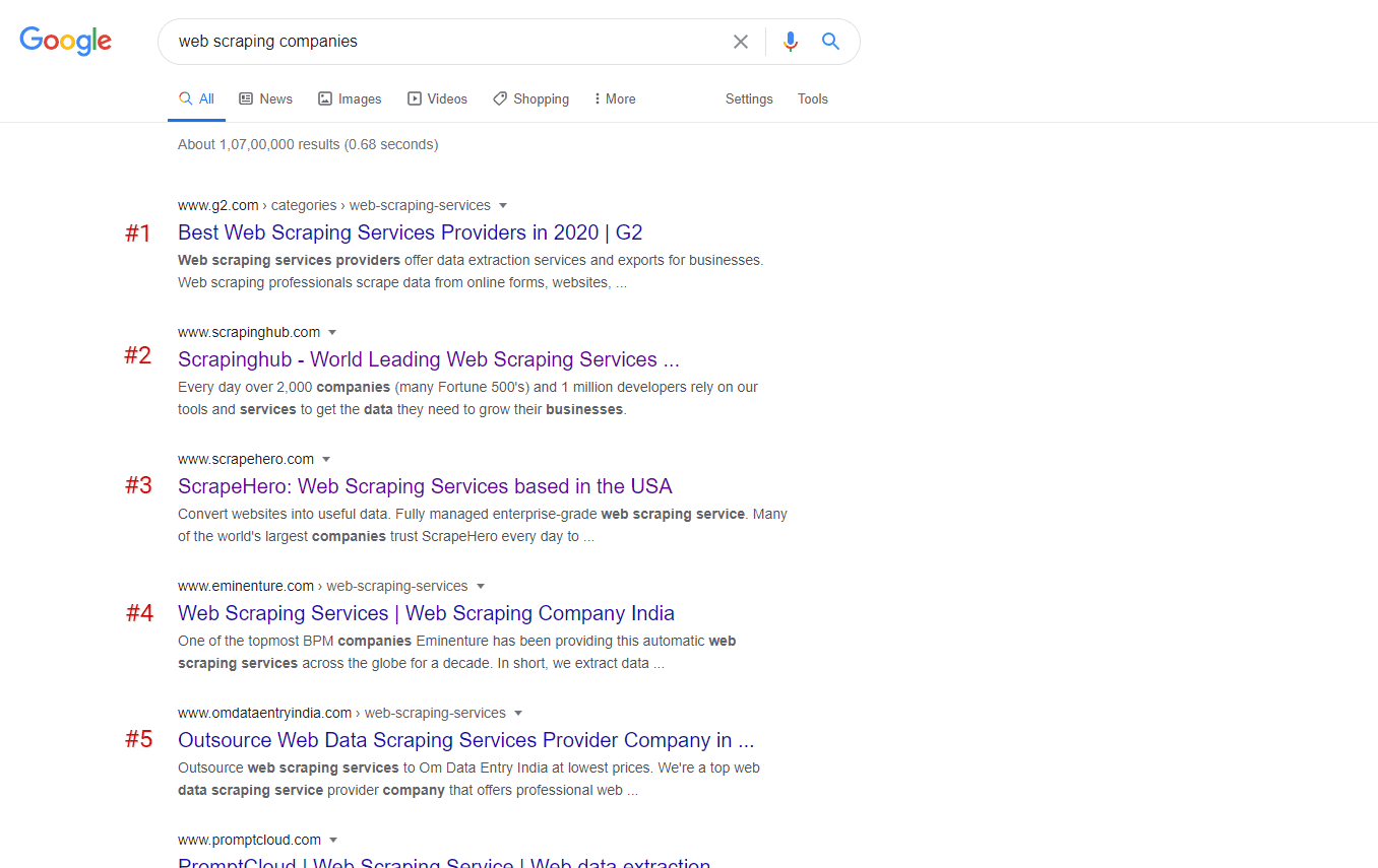 Scrape Google Search Results