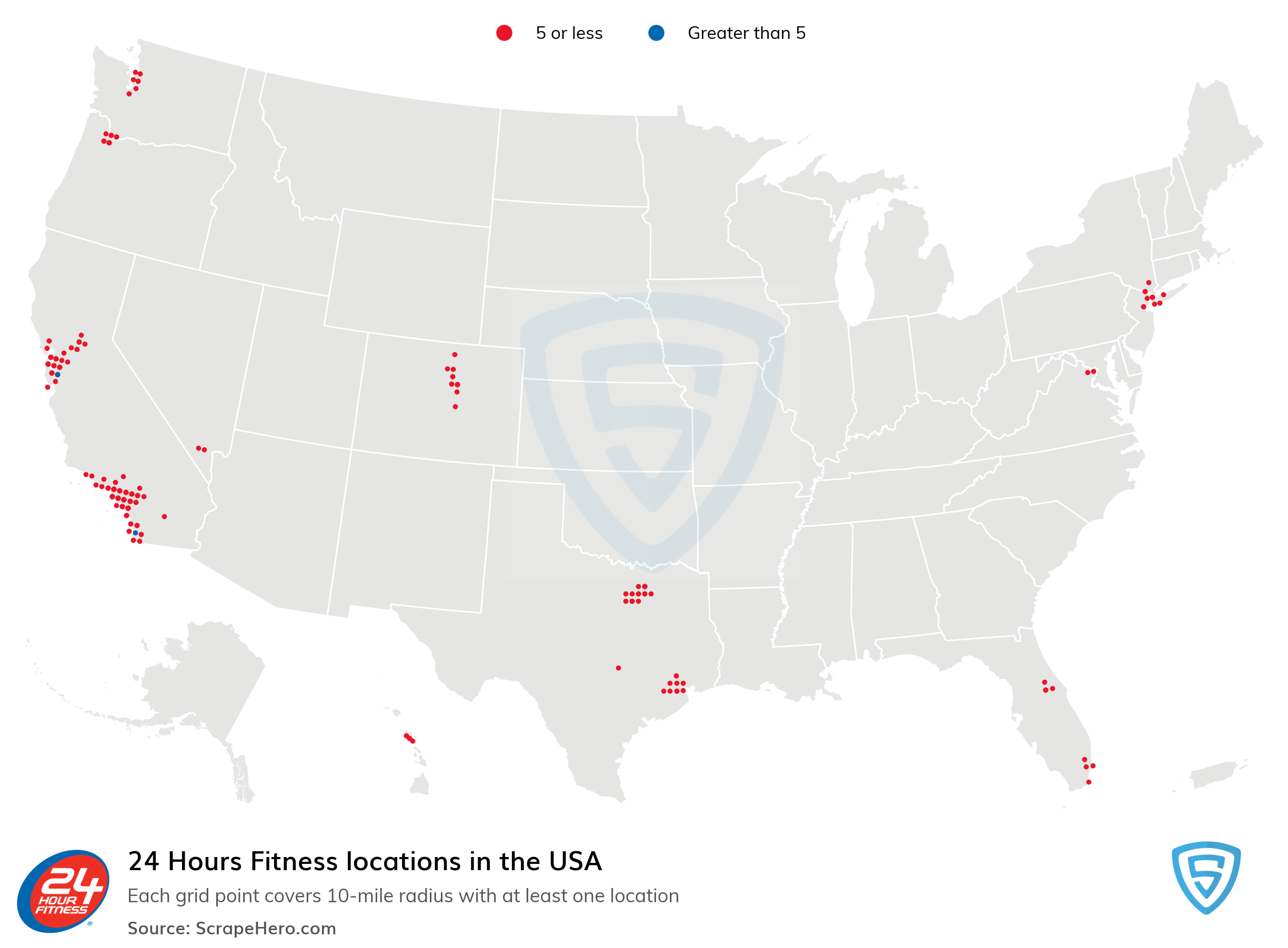 Number of 24 Hours Fitness locations in the USA in 2024