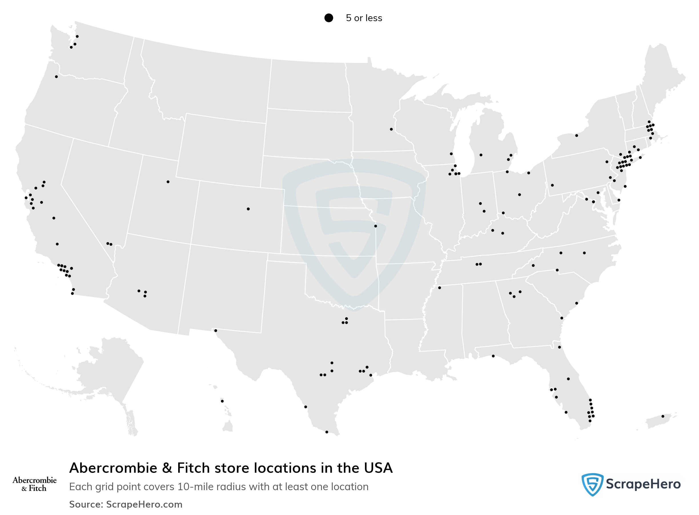 abercrombie and fitch number of locations