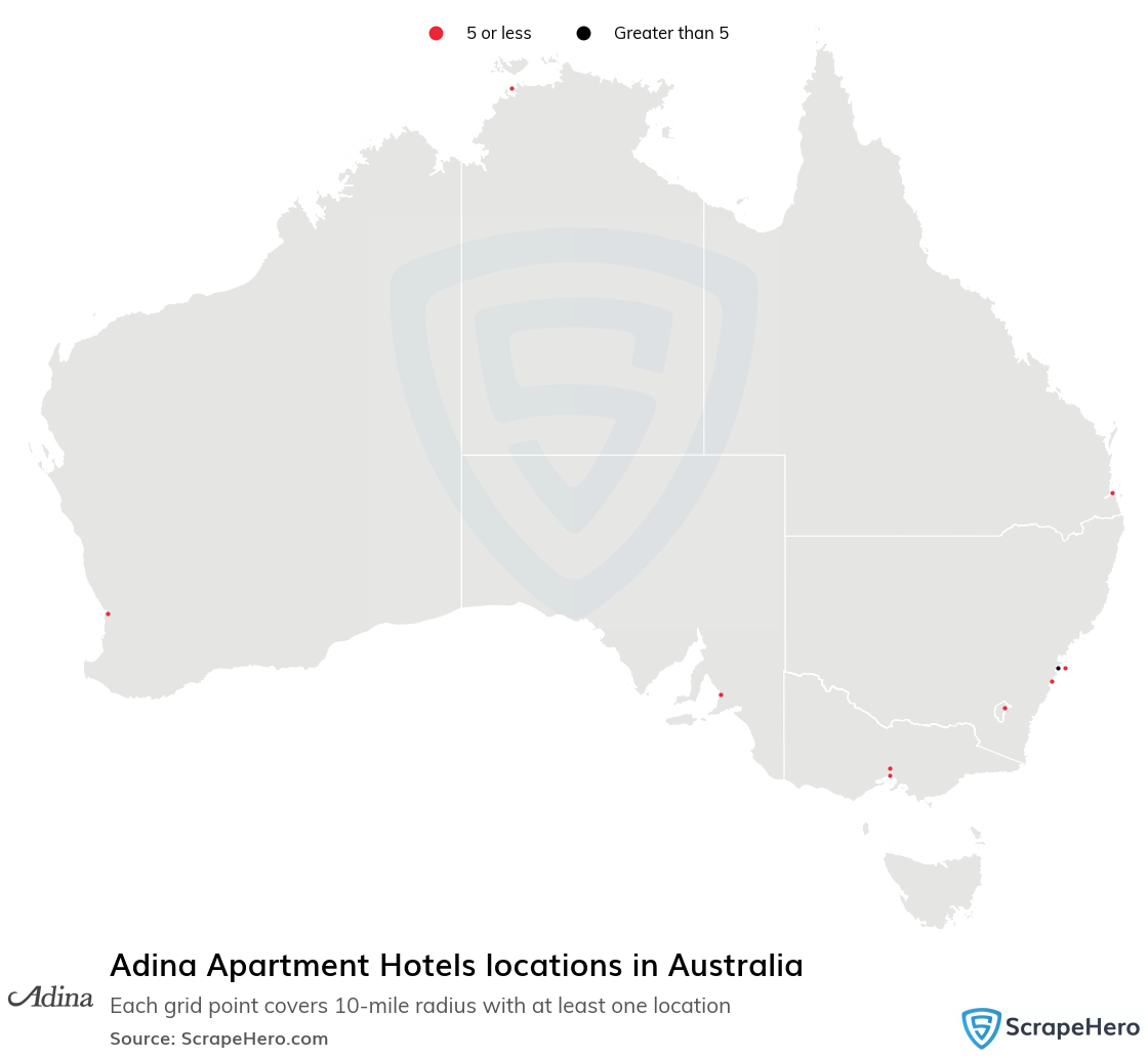 Number of Adina Apartment Hotels locations in Australia in 2025 ...