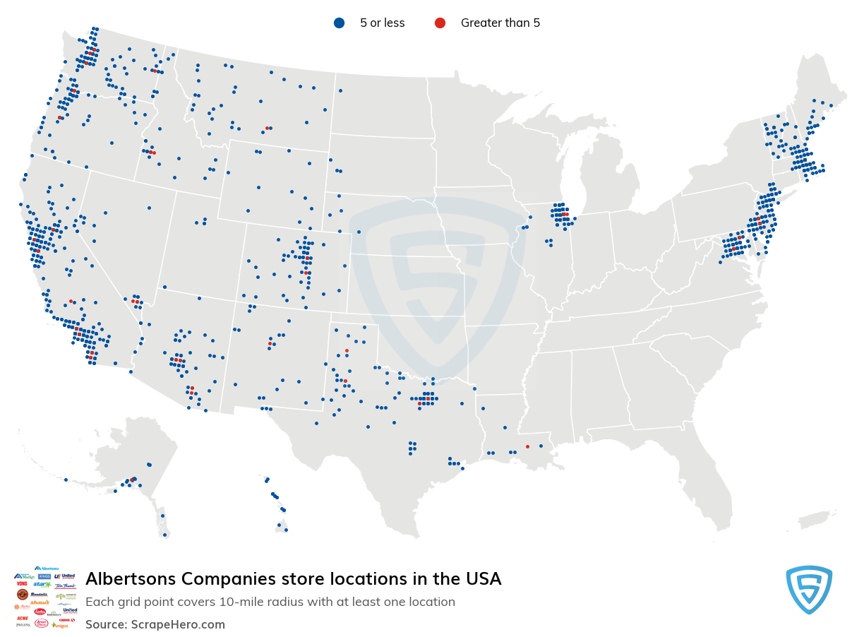 Number of Albertsons Companies locations in the USA in 2024 ScrapeHero