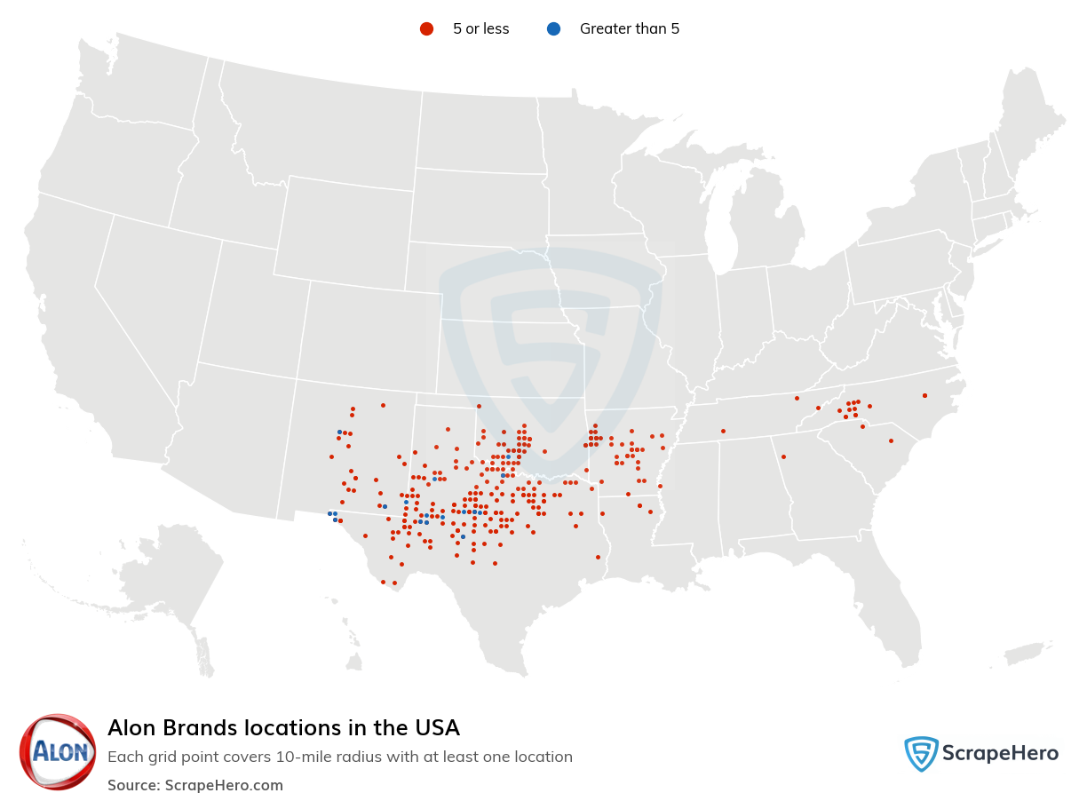 Map of  locations in the United States in 2025