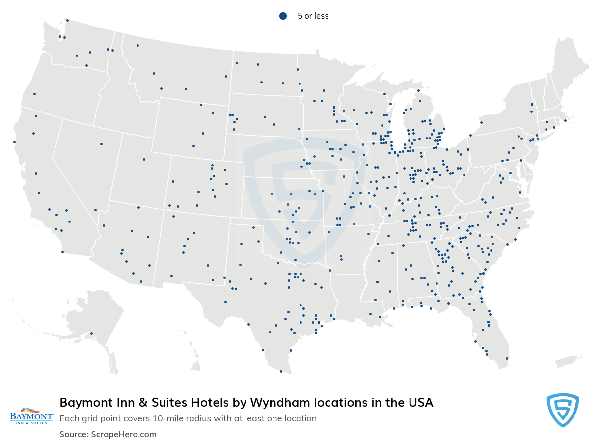 Map of Baymont Inn & Suites locations in the United States