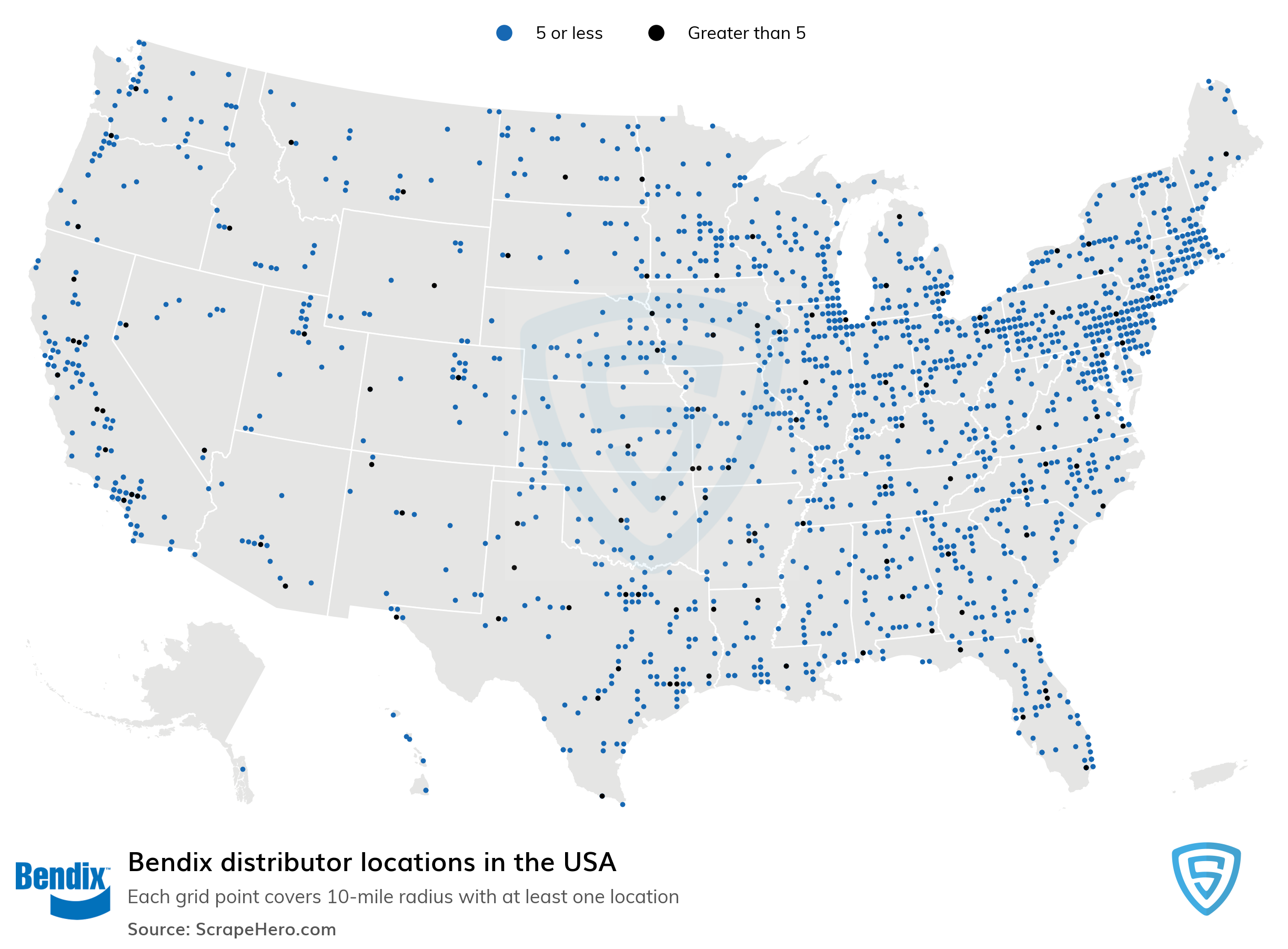 Number of Bendix locations in the USA in 2024 | ScrapeHero