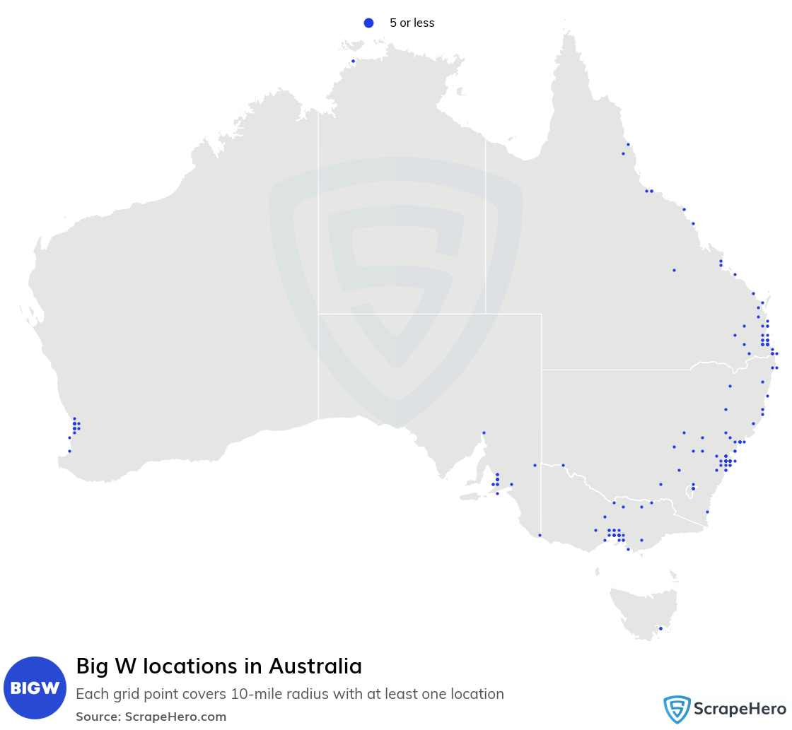 Number of Big W locations in Australia in 2024