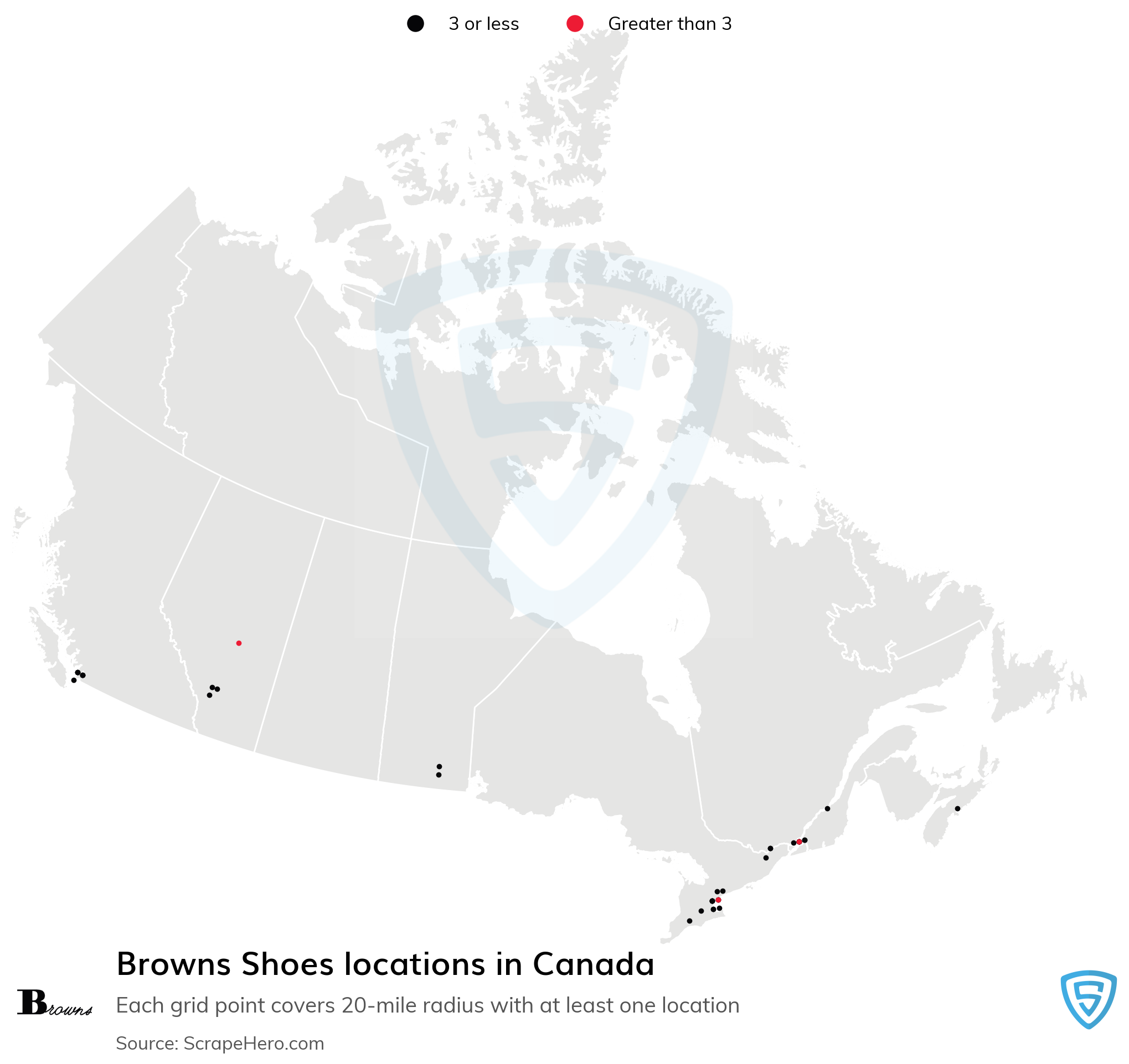 Number of Browns Shoes locations in Canada in 2023 | ScrapeHero