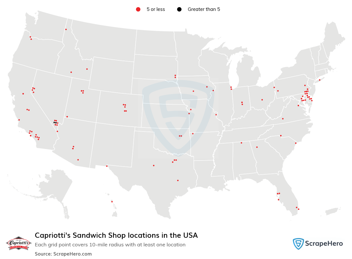 Capriotti's Sandwich Shop locations