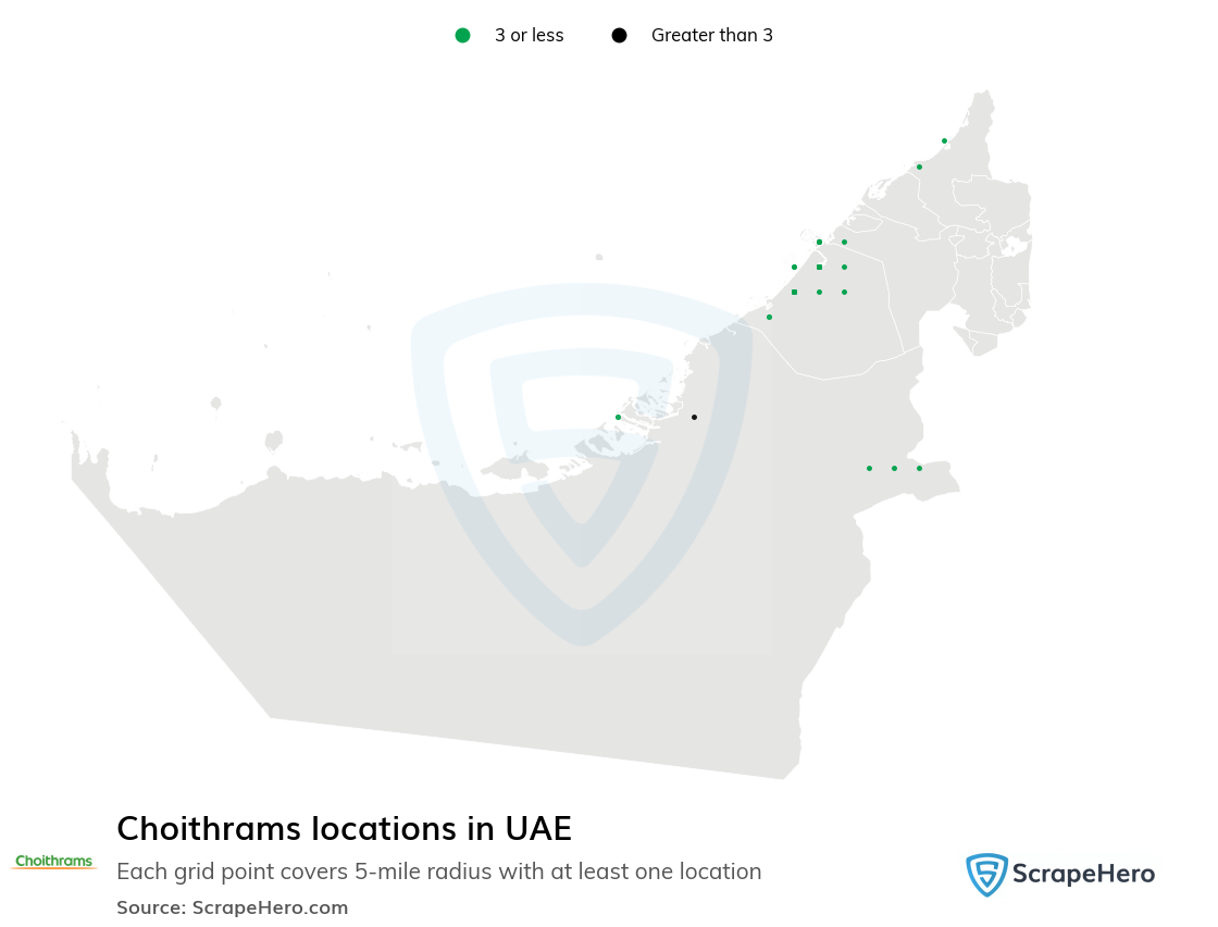 Map of Choithrams locations in United Arab Emirates