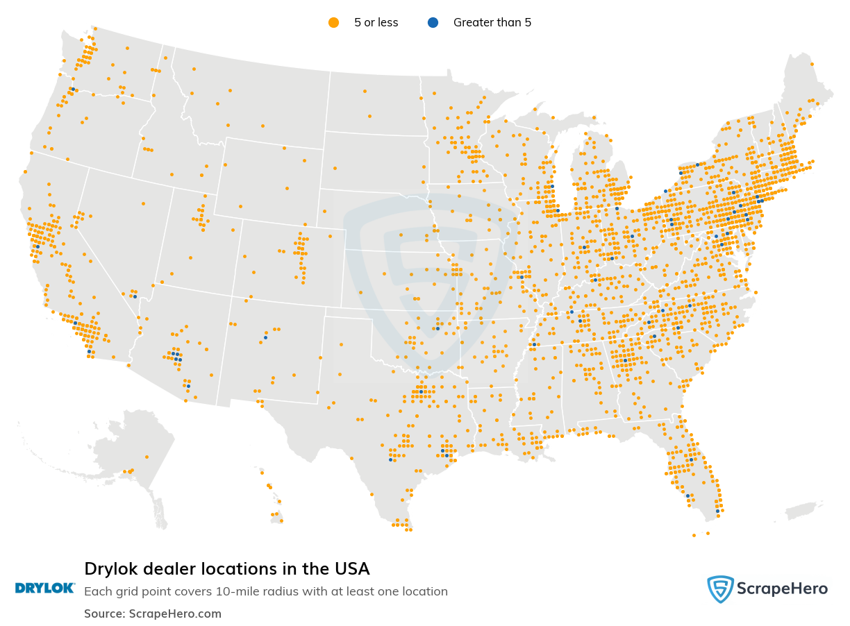 Map of Drylok dealers in the United States