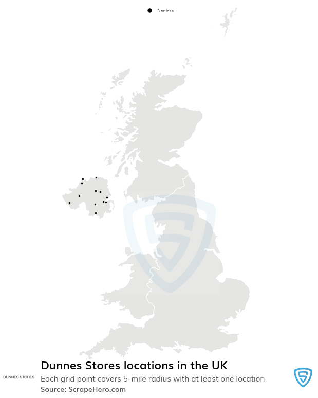 Number of Dunnes Stores locations in the UK in 2024