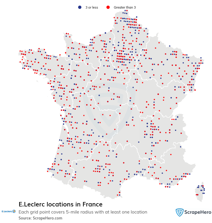 Map of E.Leclerc stores in France