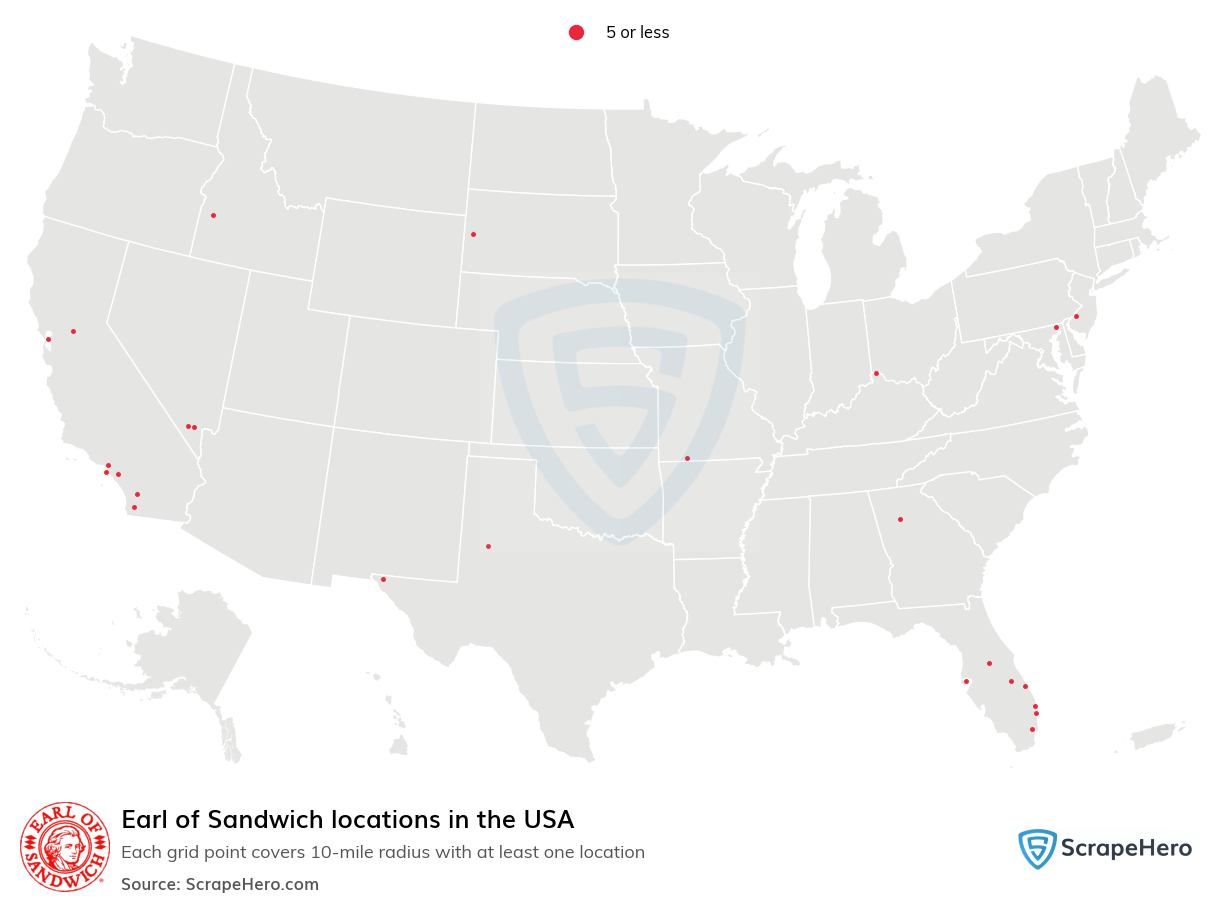 Earl of Sandwich locations