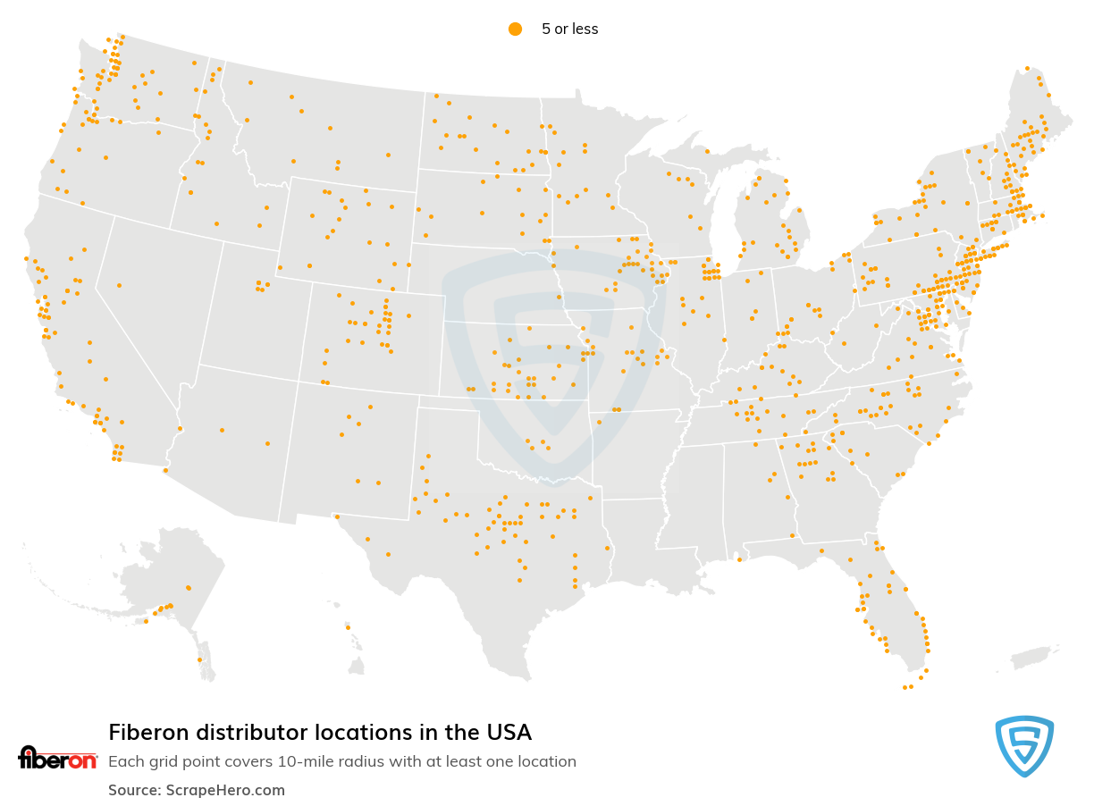 Map of Fiberon distributors in the United States