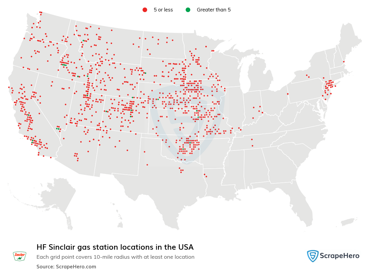 Number of HF Sinclair locations in the USA in 2024 | ScrapeHero