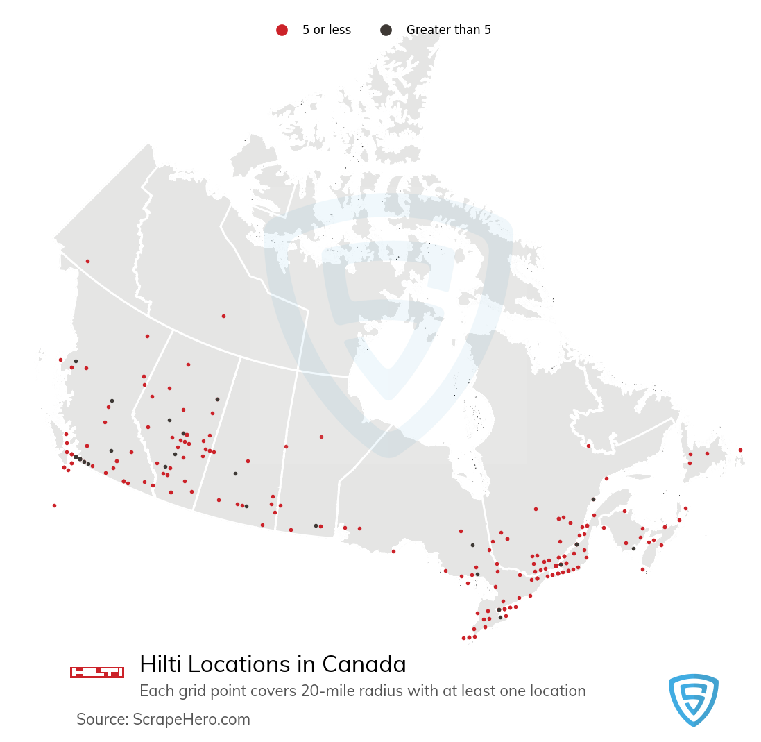 Number of Hilti locations in Canada | ScrapeHero