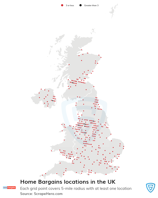 Map of Home Bargains stores in the United Kingdom