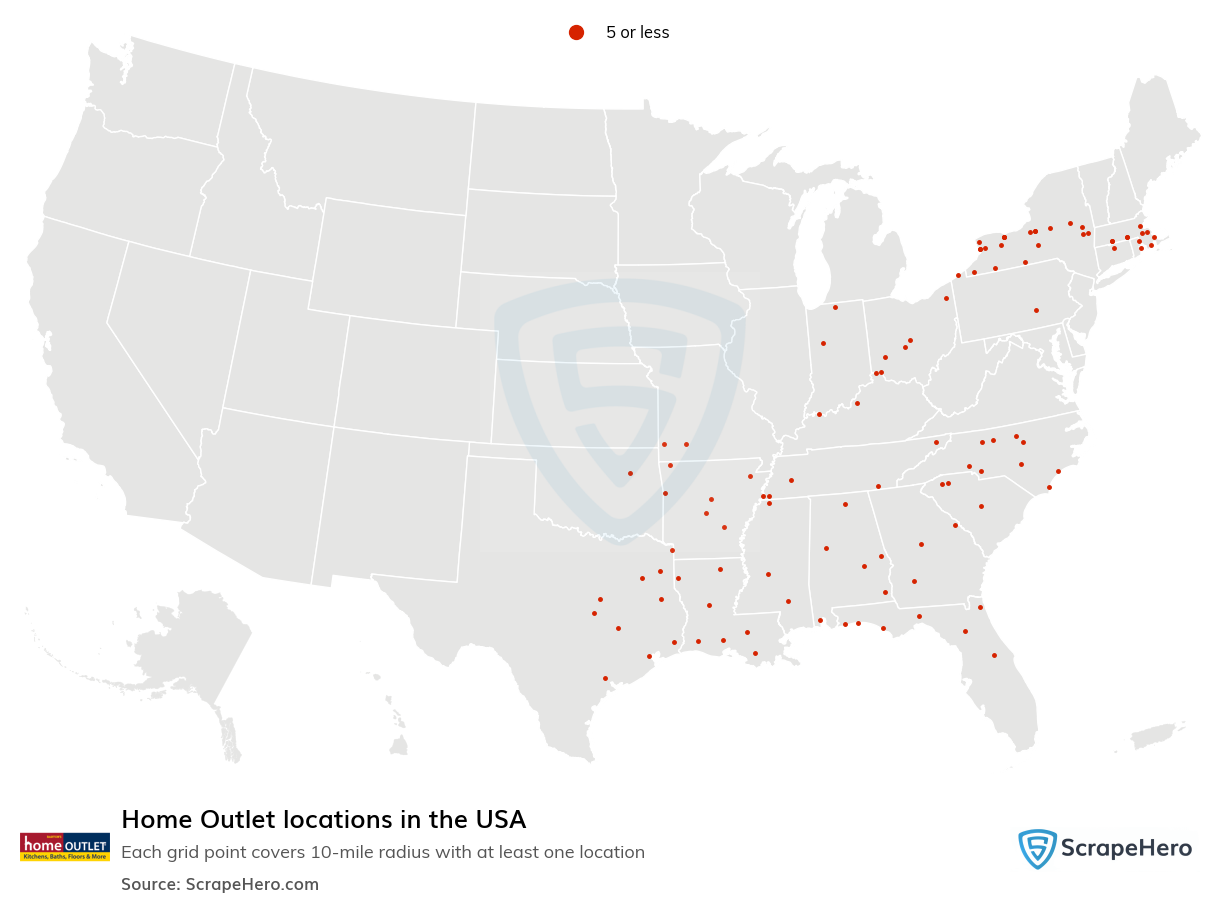 Map of Home Outlet locations in the United States