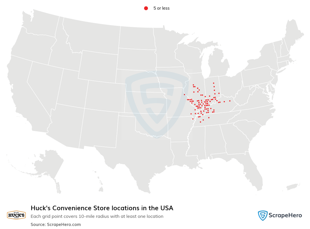 Huck's Convenience Store locations