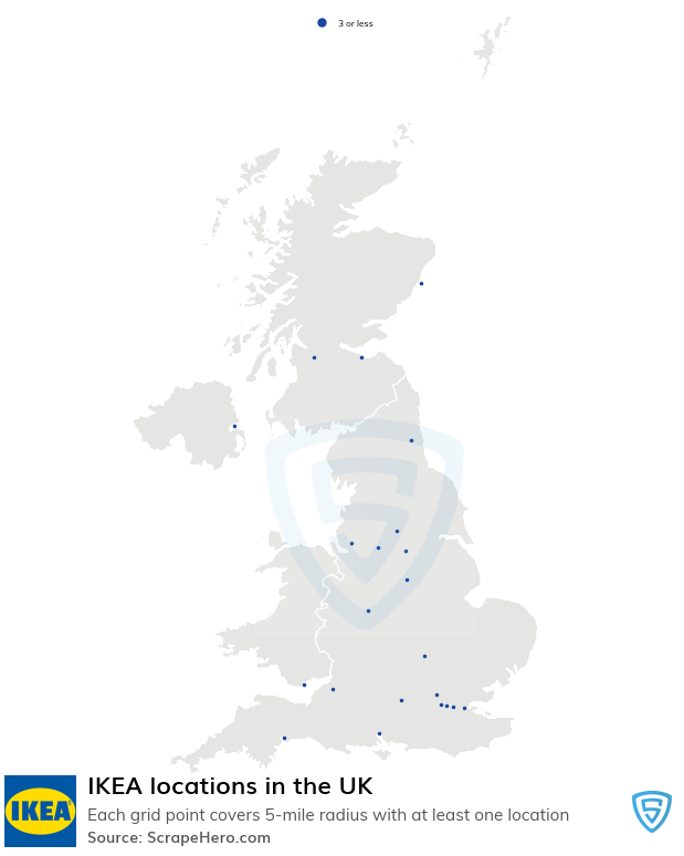 Map of IKEA stores in the United Kingdom
