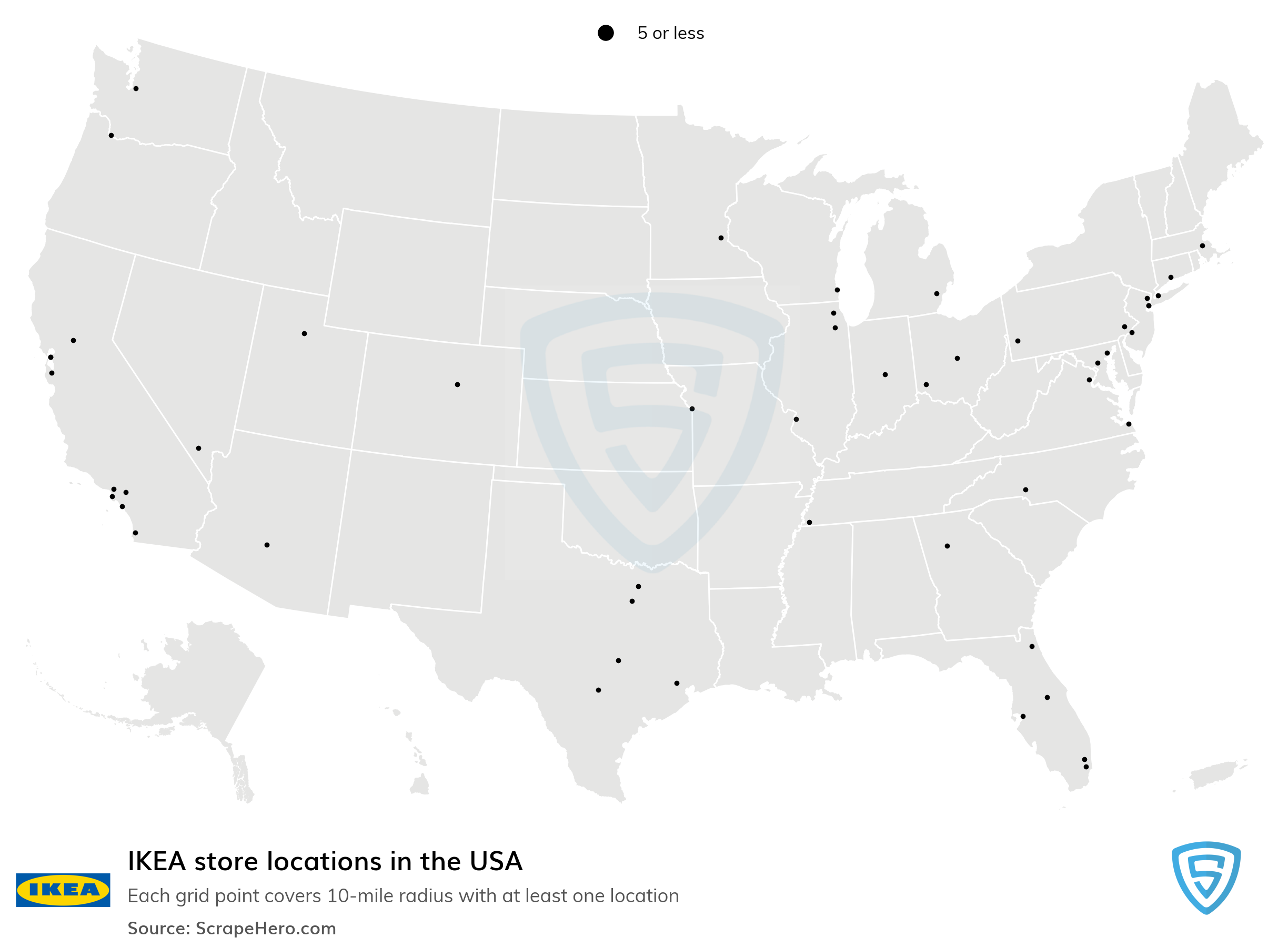Number of IKEA locations in the USA in 2024 ScrapeHero