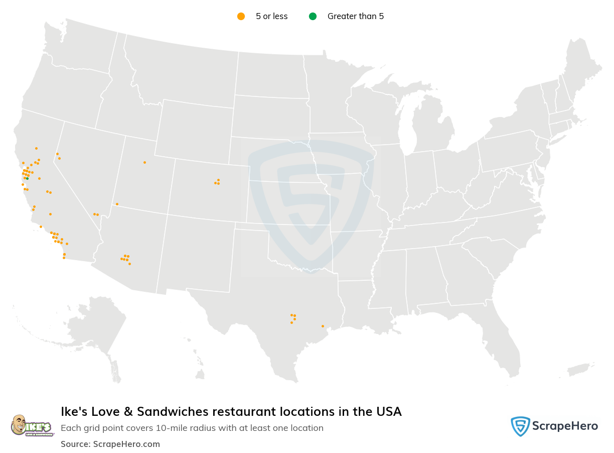 Ike's Love & Sandwiches restaurant locations