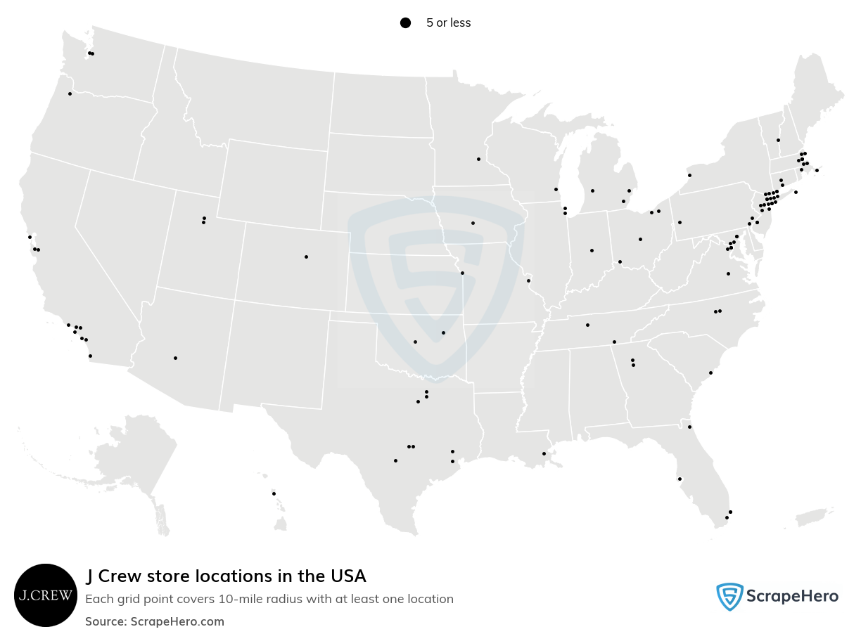 Number Of J Crew Locations In The USA In 2023 ScrapeHero