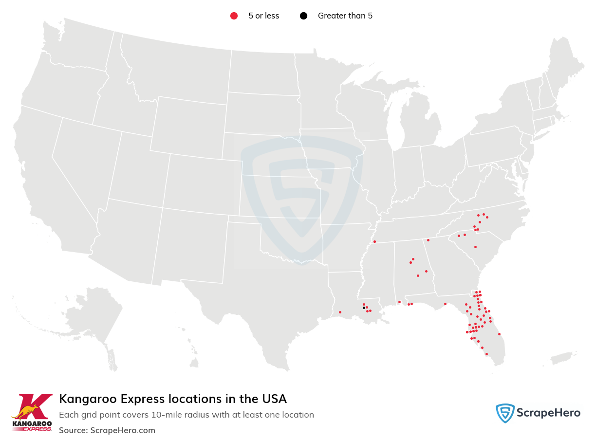 Map of  locations in the United States in 2025