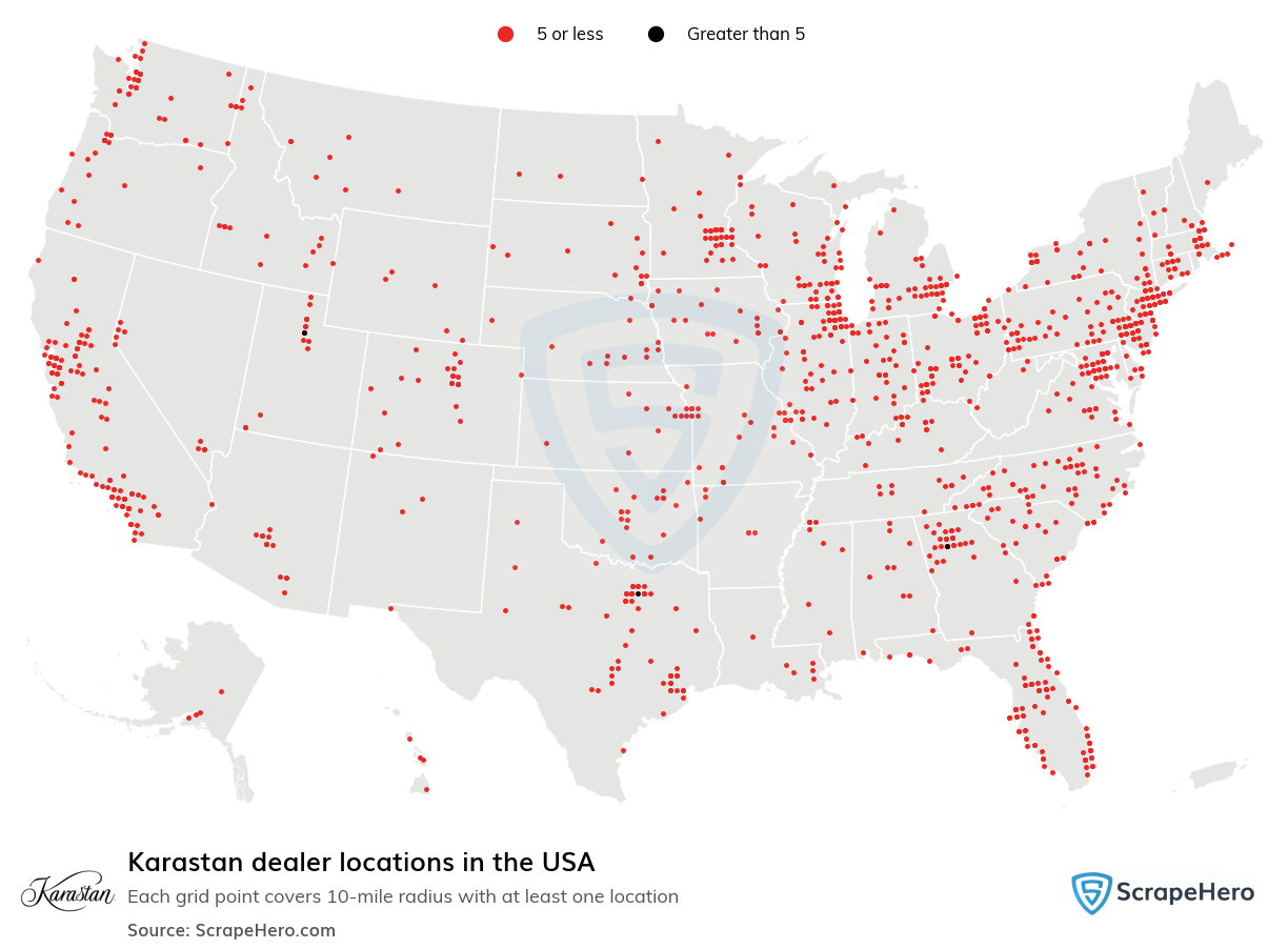 List of all Karastan dealer locations in the USA - ScrapeHero Data Store