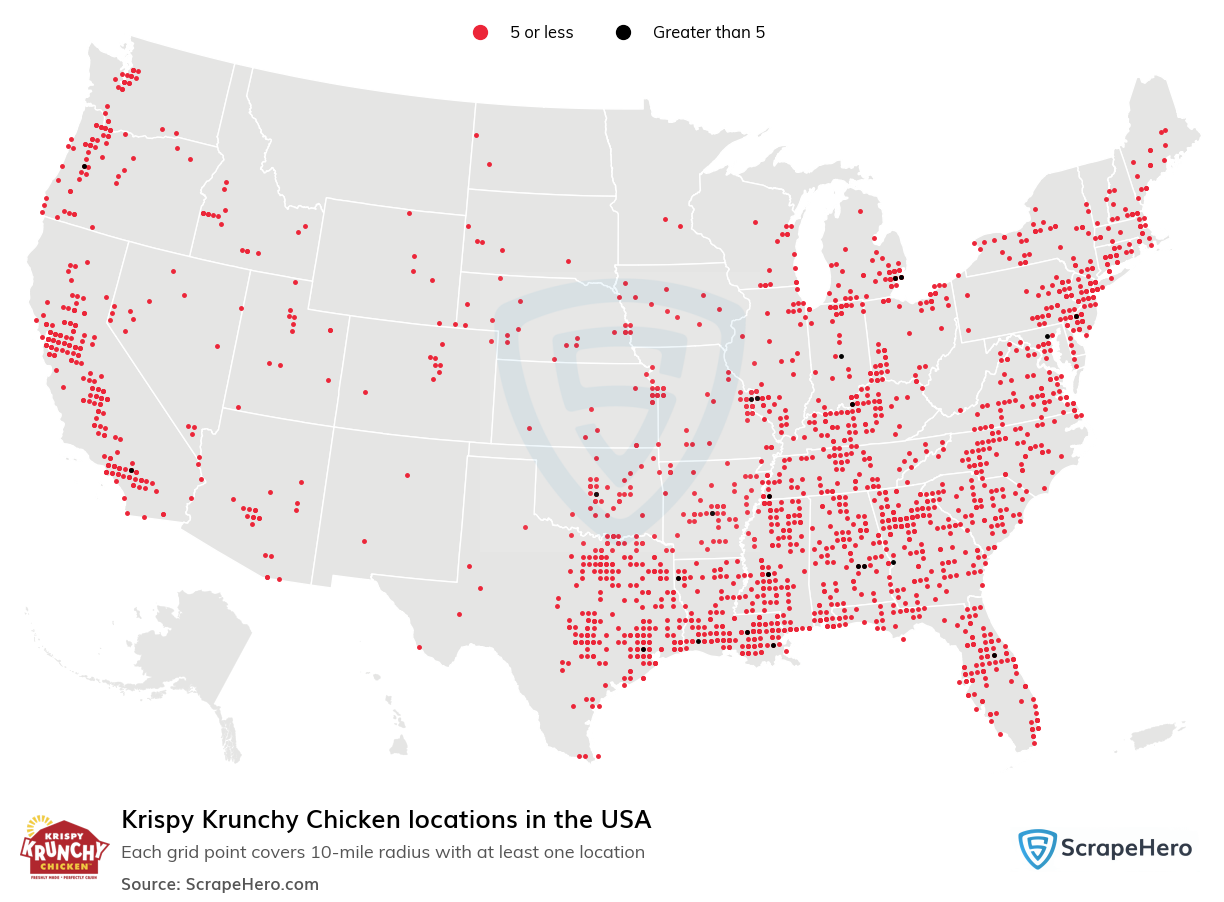 Map of  locations in the United States in 2025