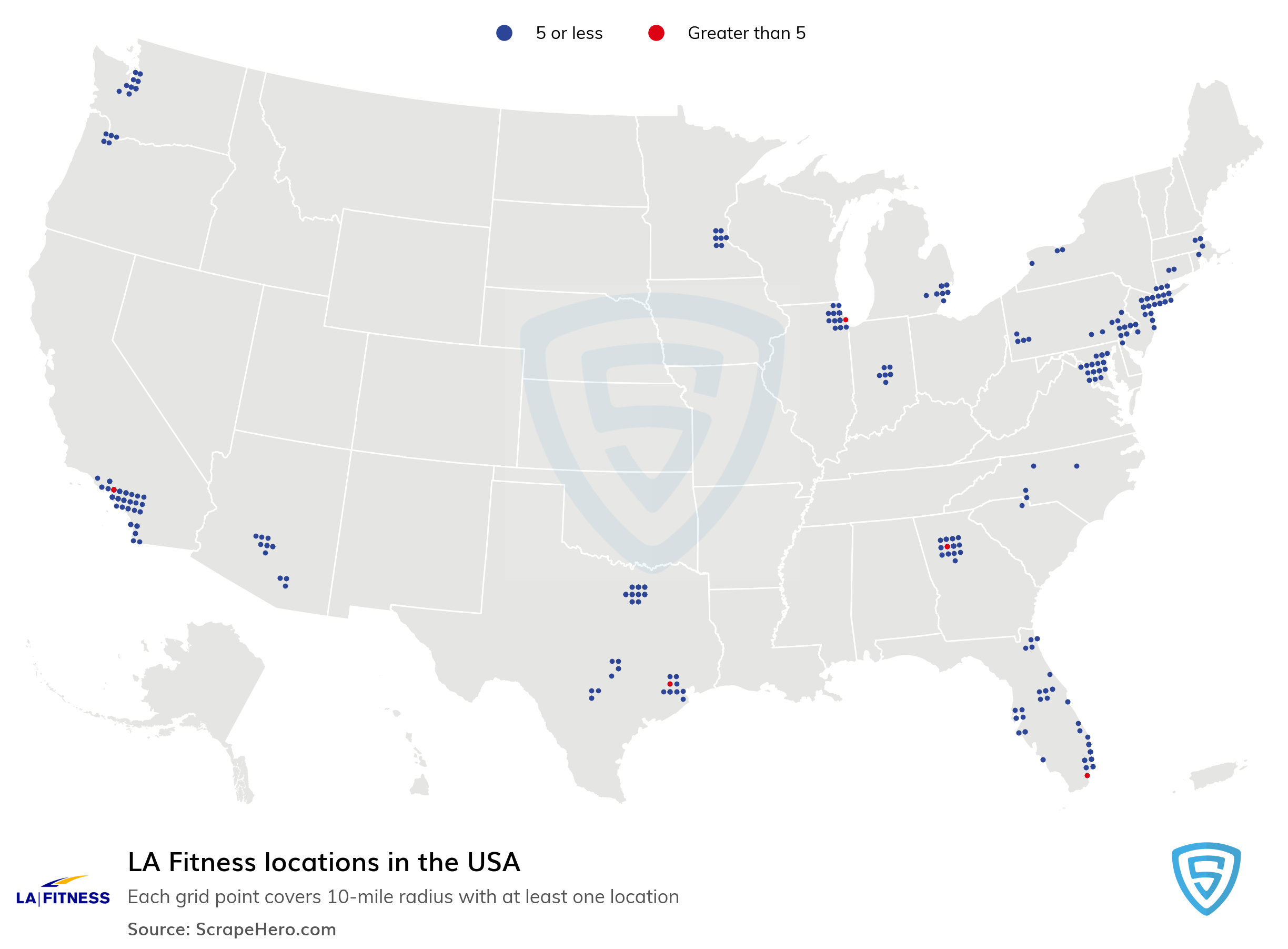 La Fitness Locations Map Number of LA Fitness locations in the United States | ScrapeHero