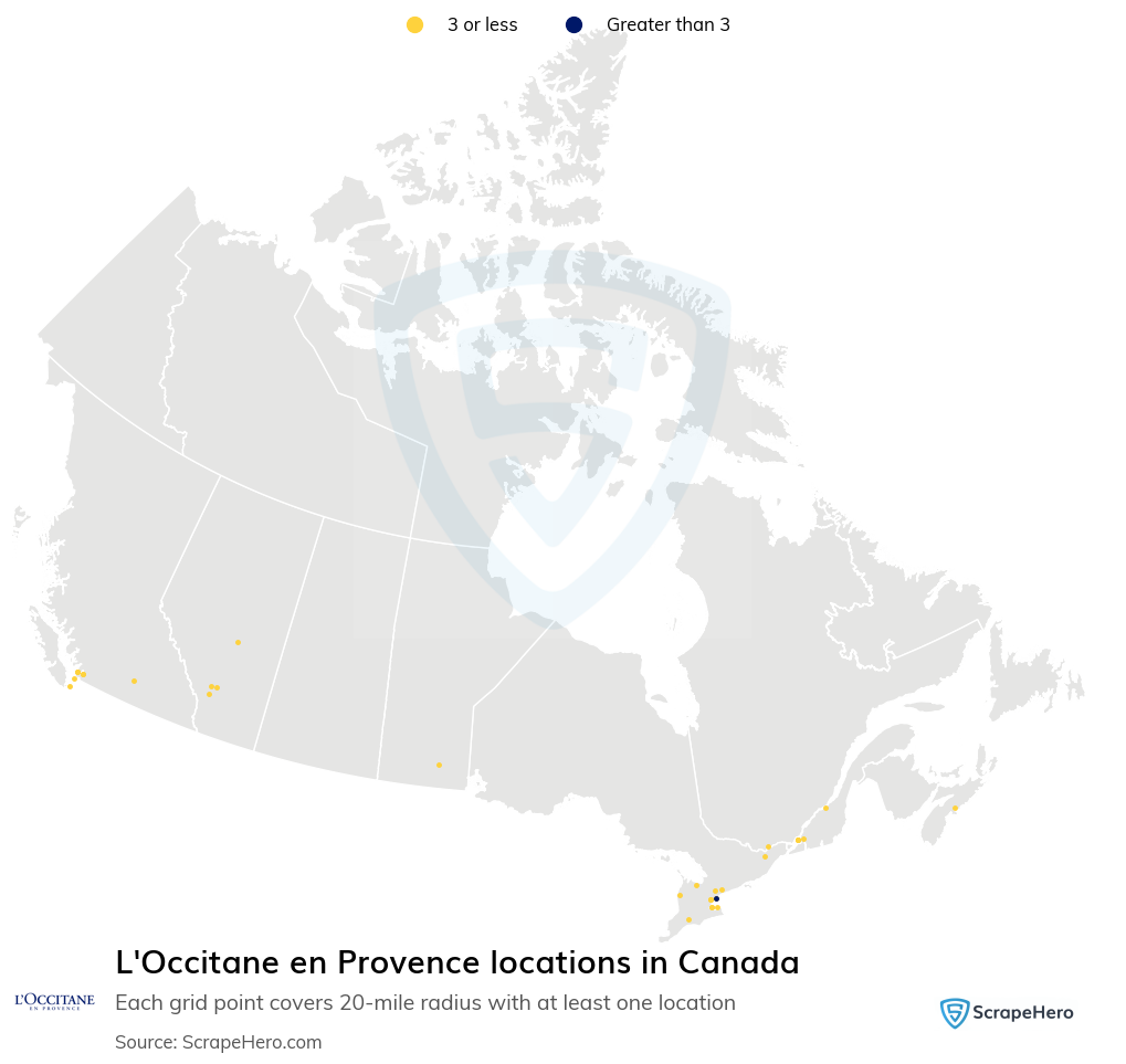 Number of L'Occitane en Provence locations in Canada in 2025 | ScrapeHero