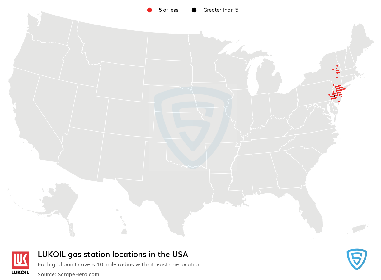 Map of  locations in the United States in 2025