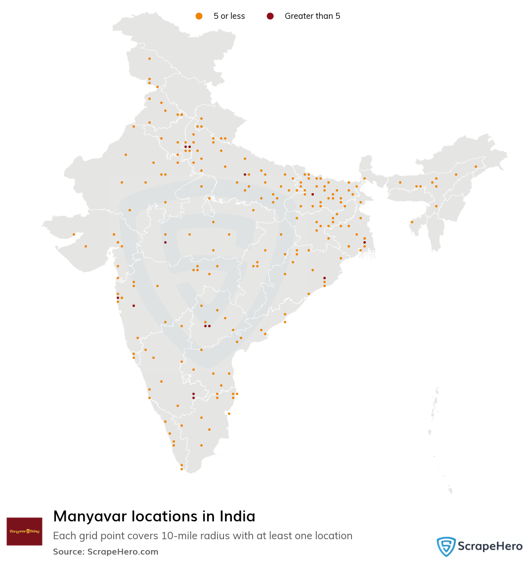 Number Of Manyavar Locations In India In 2024 ScrapeHero