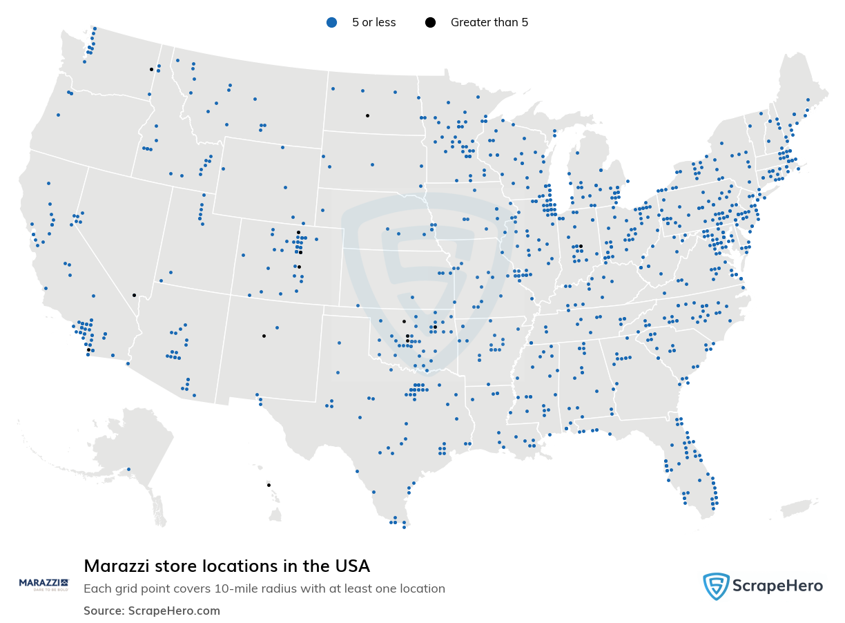 List of all Marazzi store locations in the USA - ScrapeHero Data Store