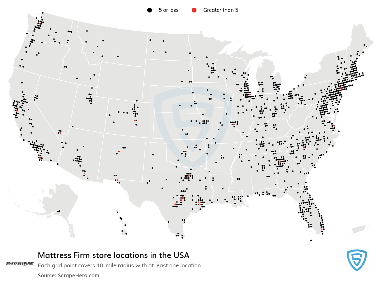usa map of mattress firms
