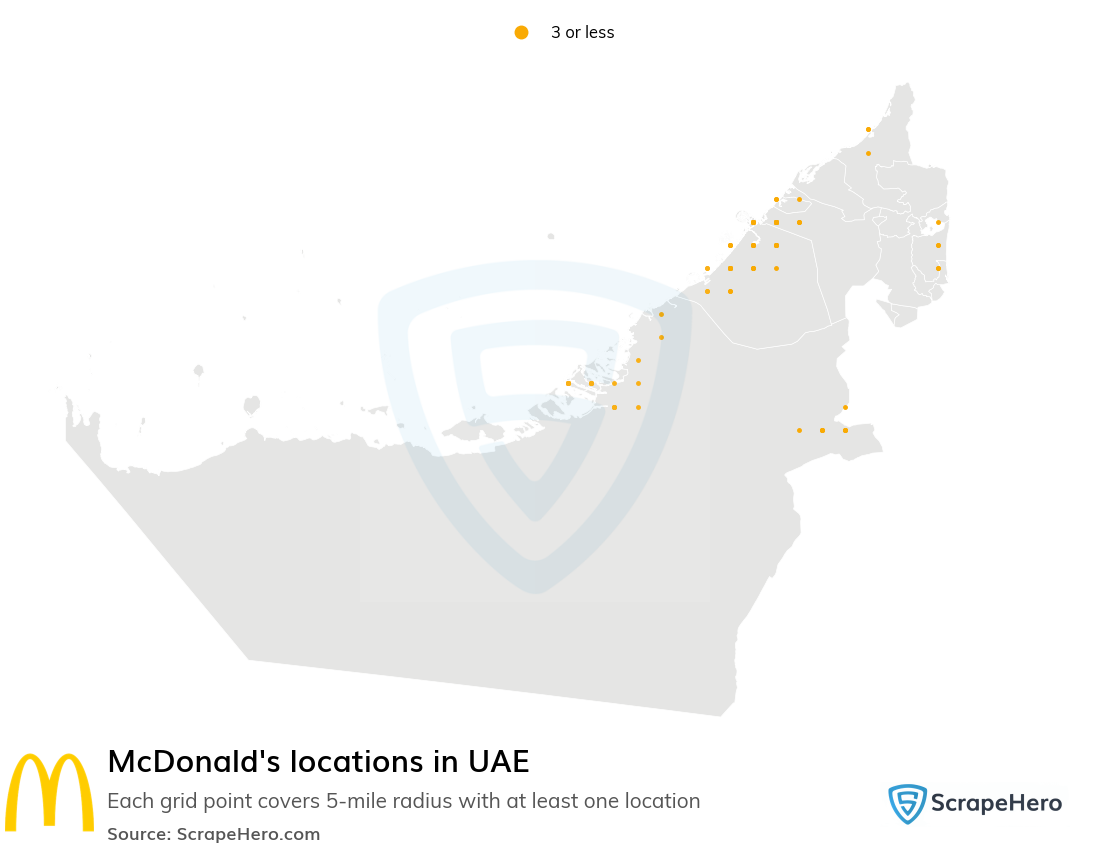 Map of McDonald's locations in United Arab Emirates