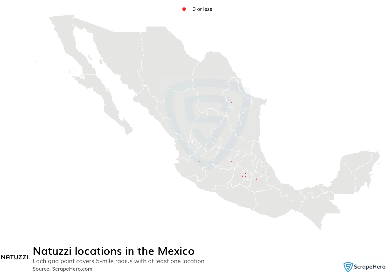 Map of Natuzzi locations in Mexico