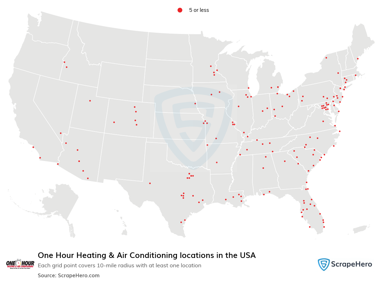 One Hour Heating & Air Conditioning locations