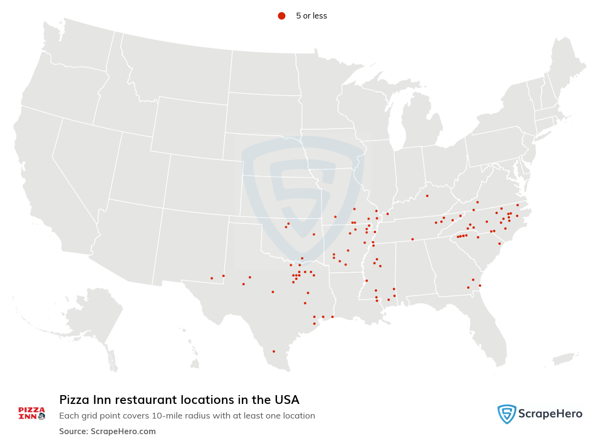 Map of  locations in the United States in 2025