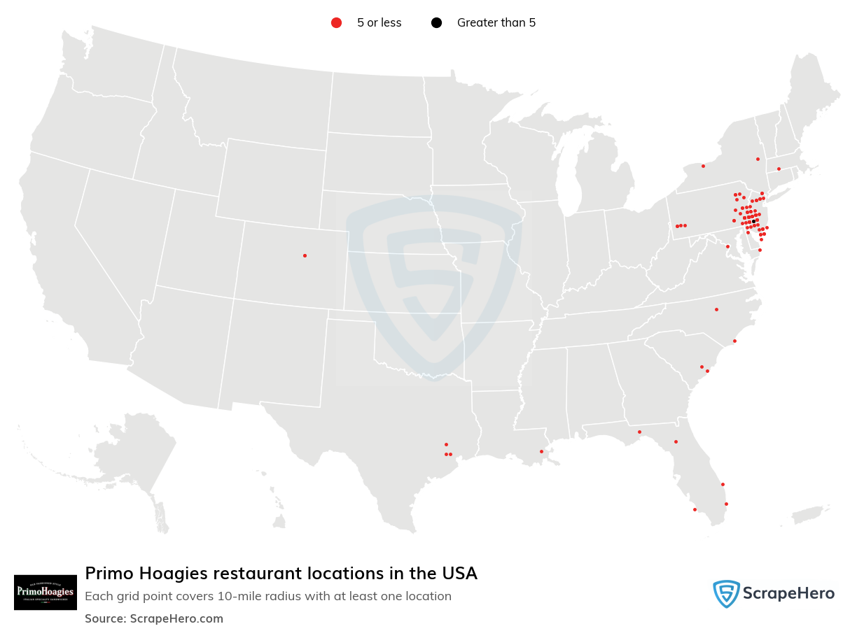 Primo Hoagies restaurant locations