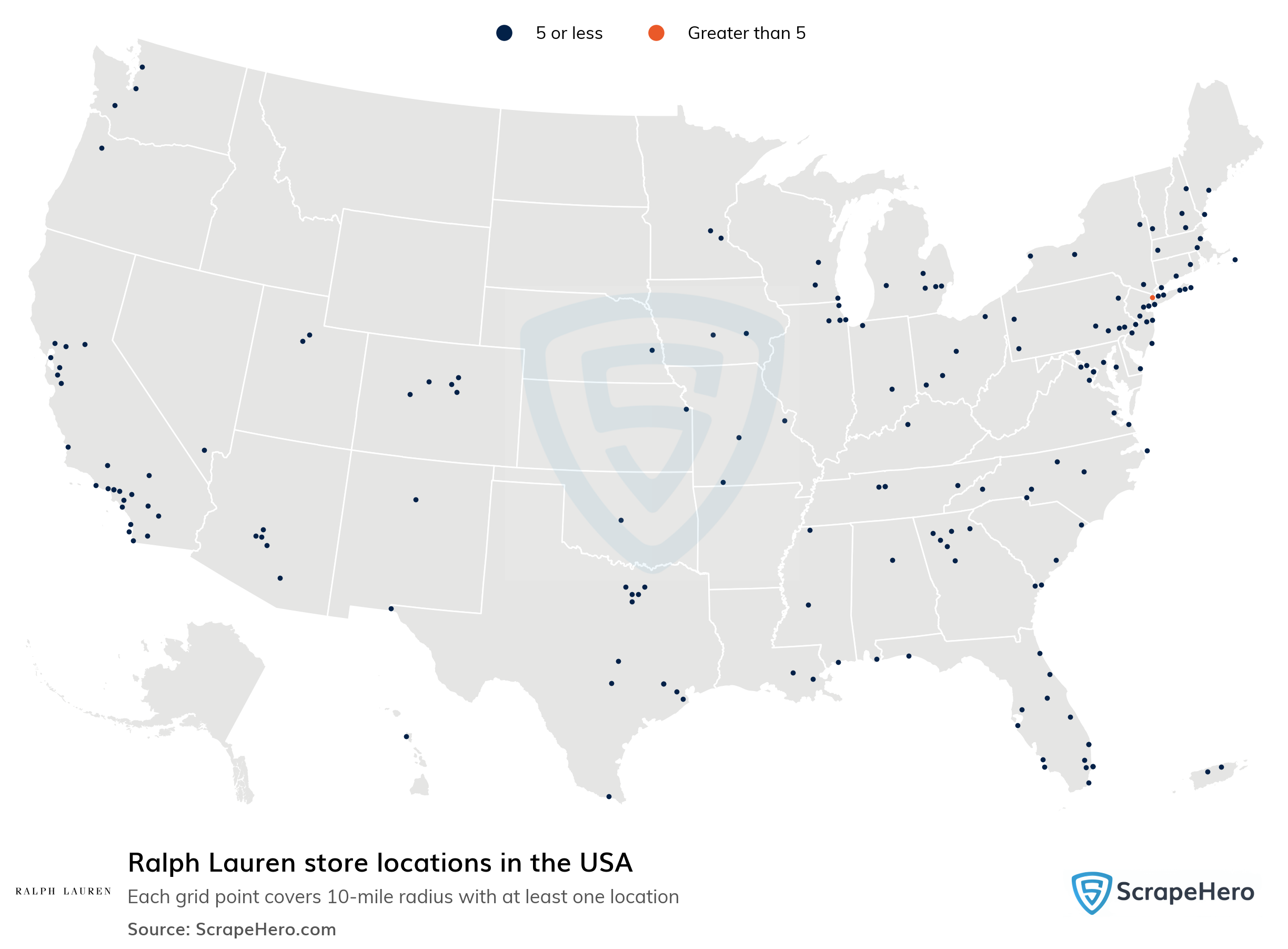 Number of Ralph Lauren locations in the USA in 2023 | ScrapeHero