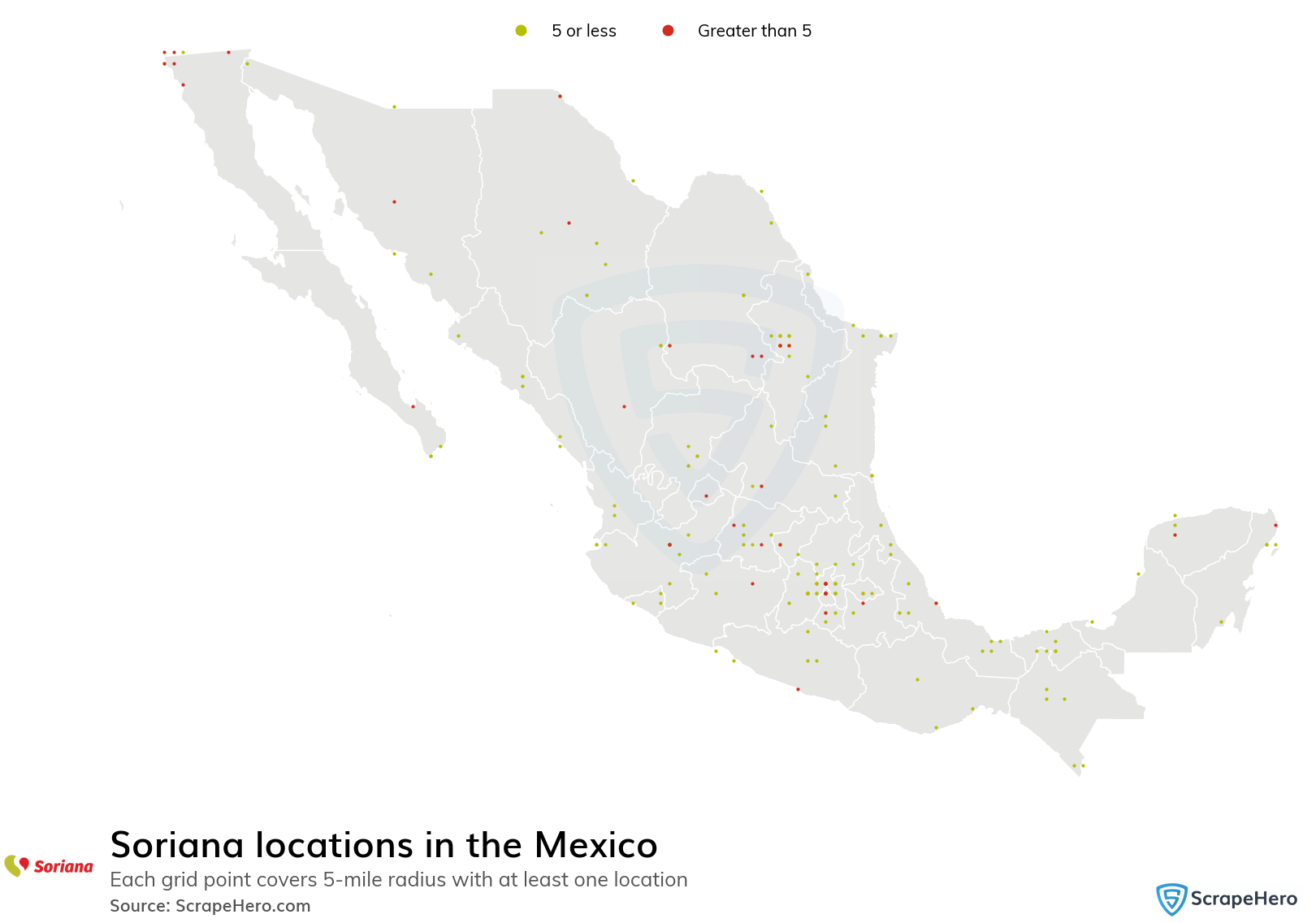 Map of Soriana stores in Mexico