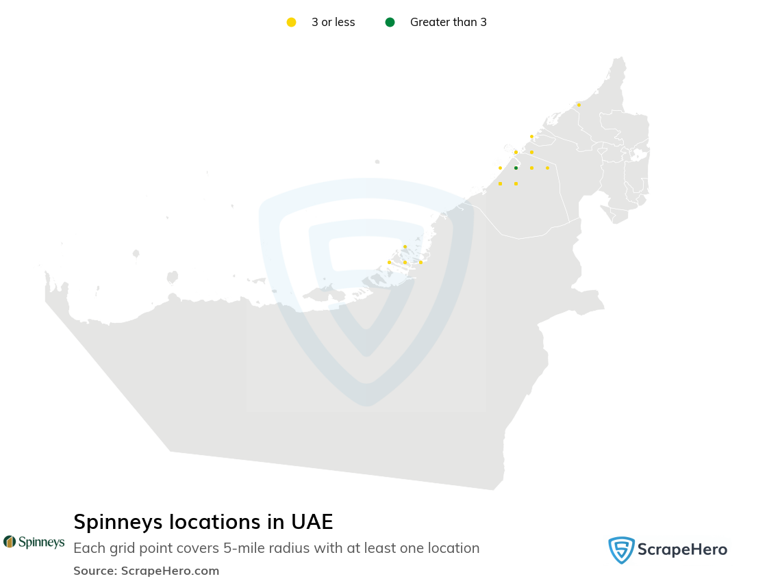 Map of Spinneys locations in United Arab Emirates