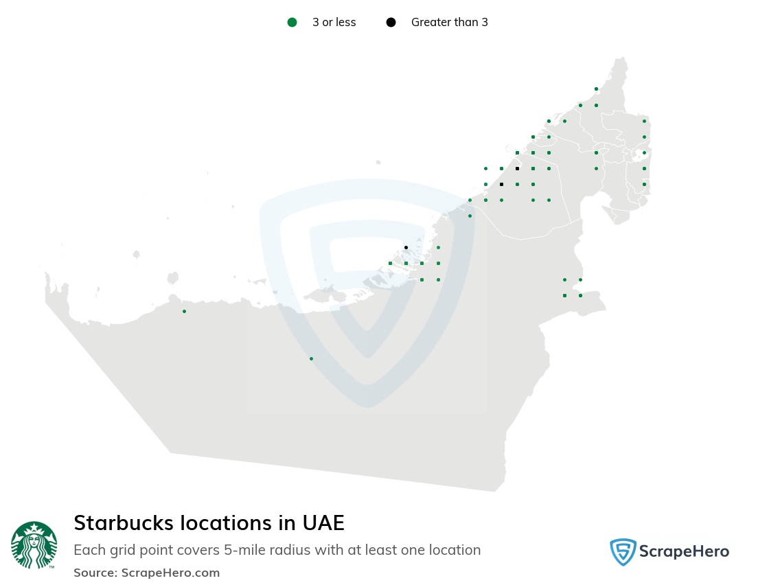 Map of Starbucks locations in United Arab Emirates