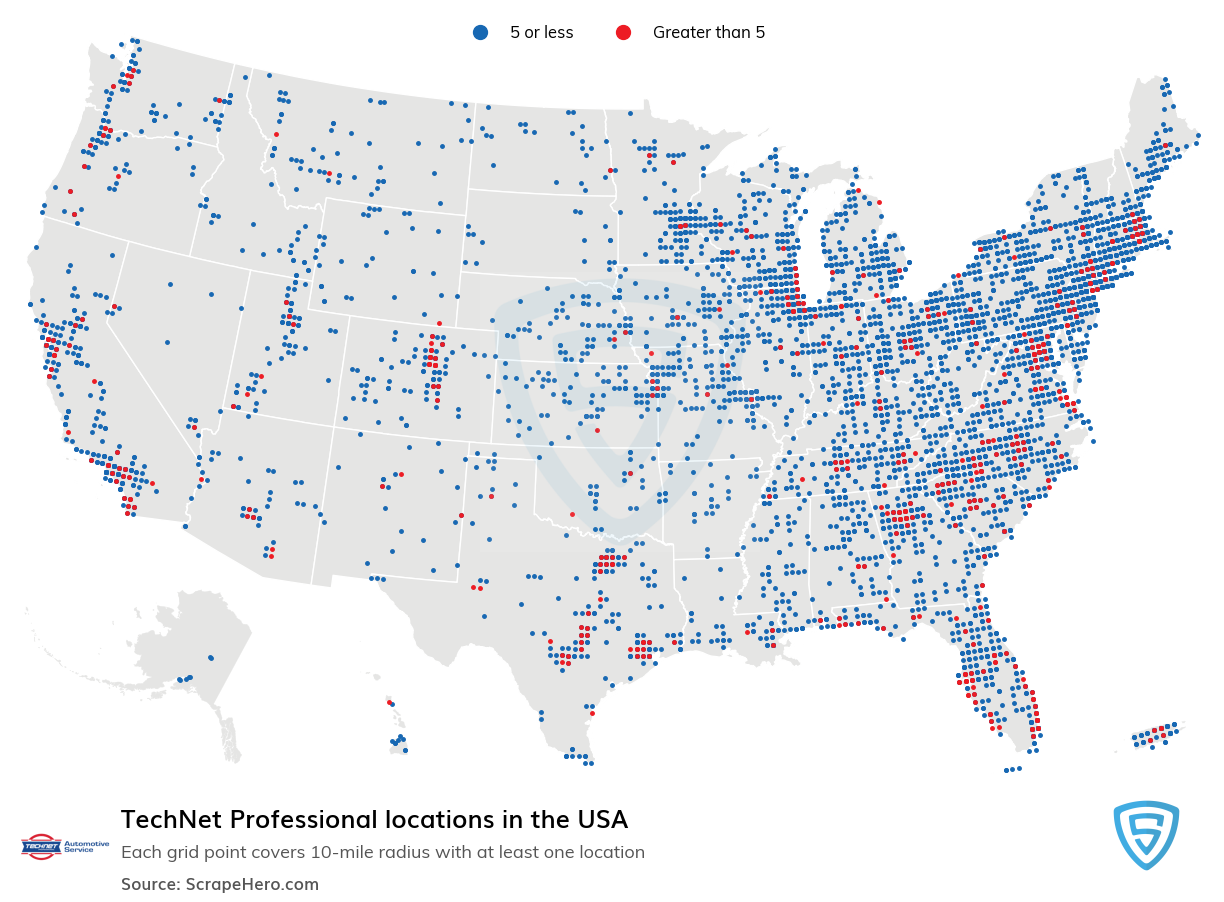 Map of TechNet Professional locations in the United States