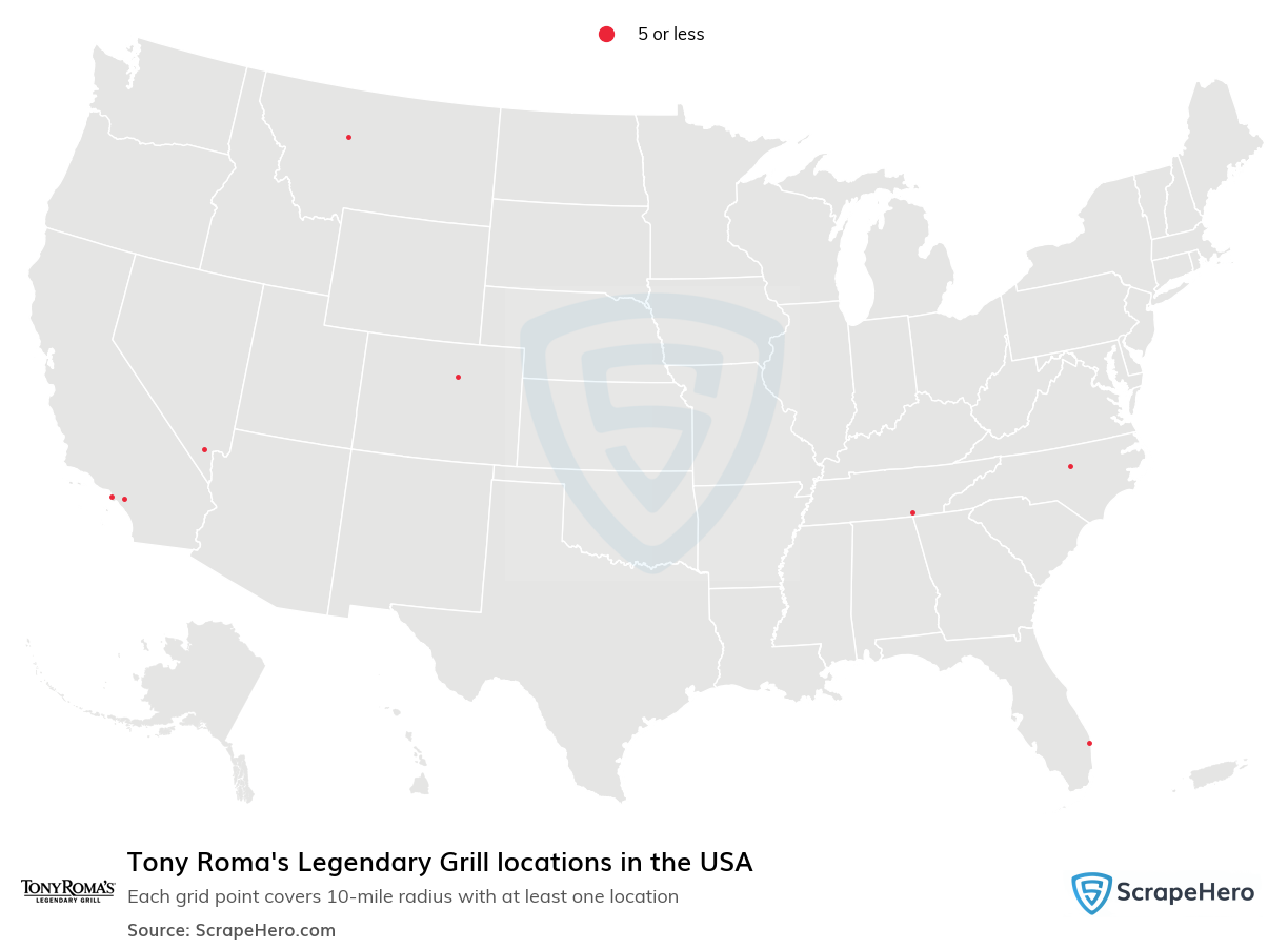 Tony Roma's Legendary Grill locations