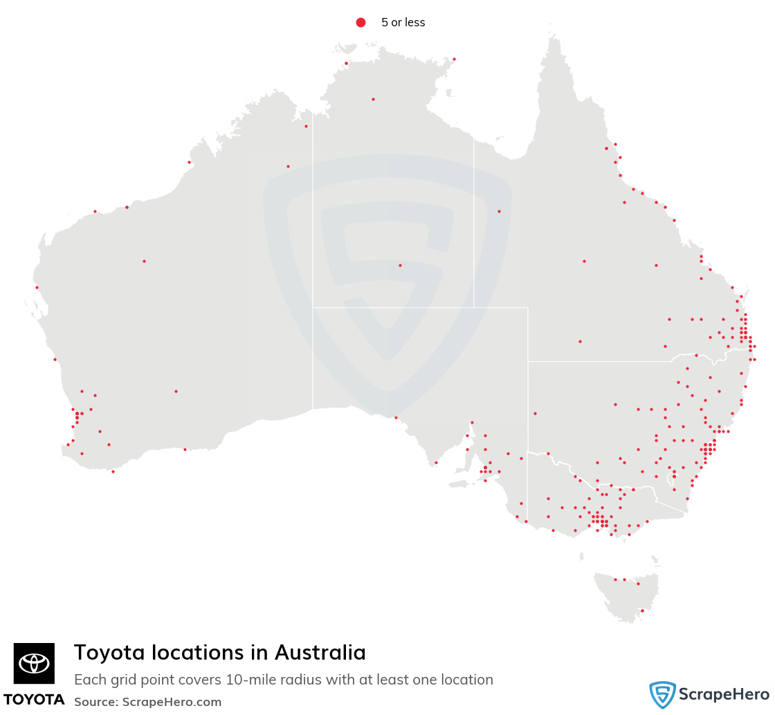 Map of  locations in Australia in 2024