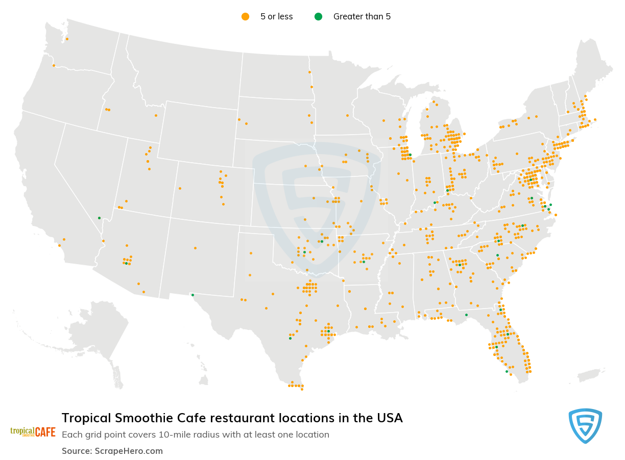 Tropical Smoothie Cafe restaurant locations