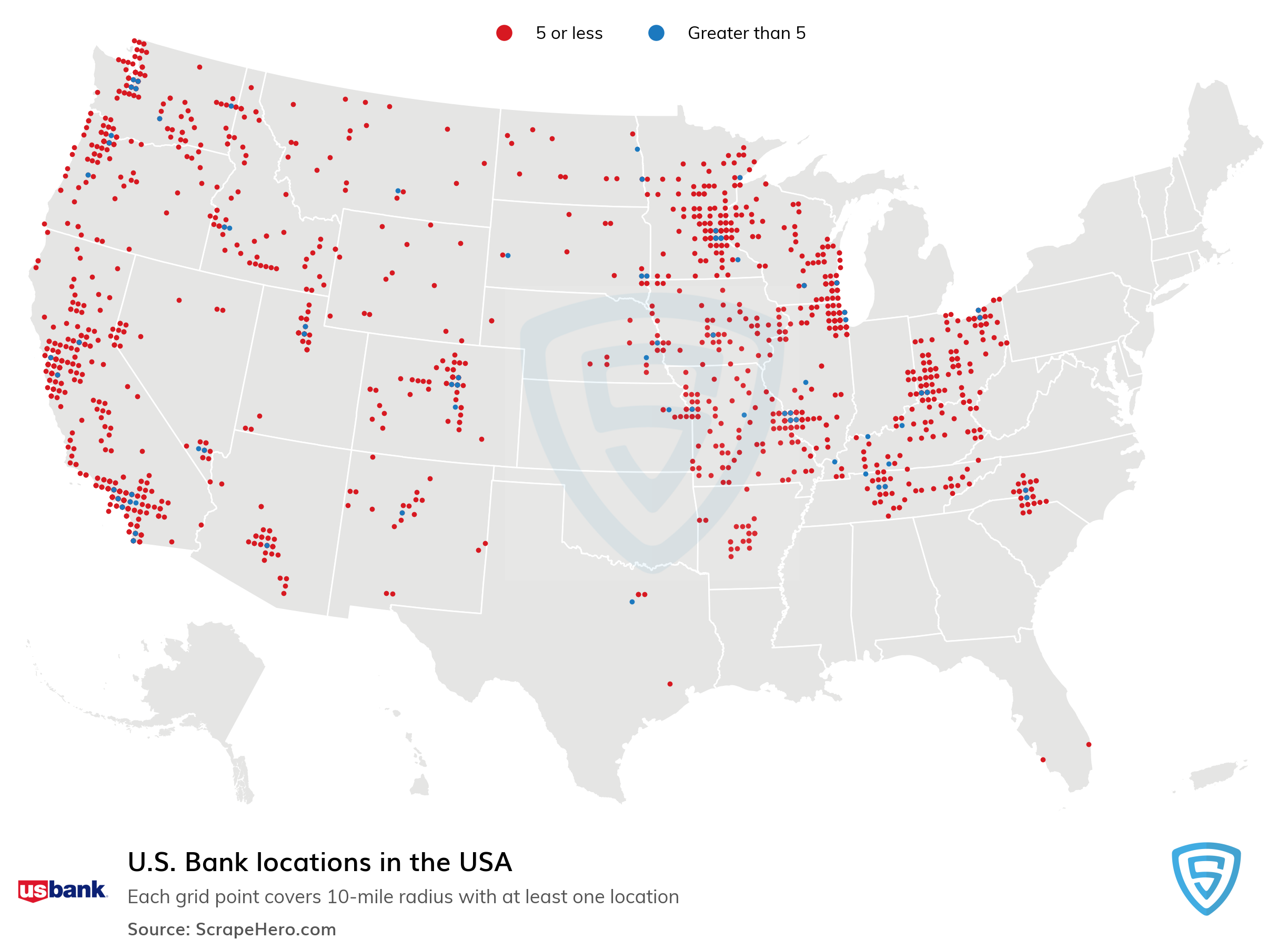 Number of U.S. Bank locations in the USA in 2024 ScrapeHero (2024)