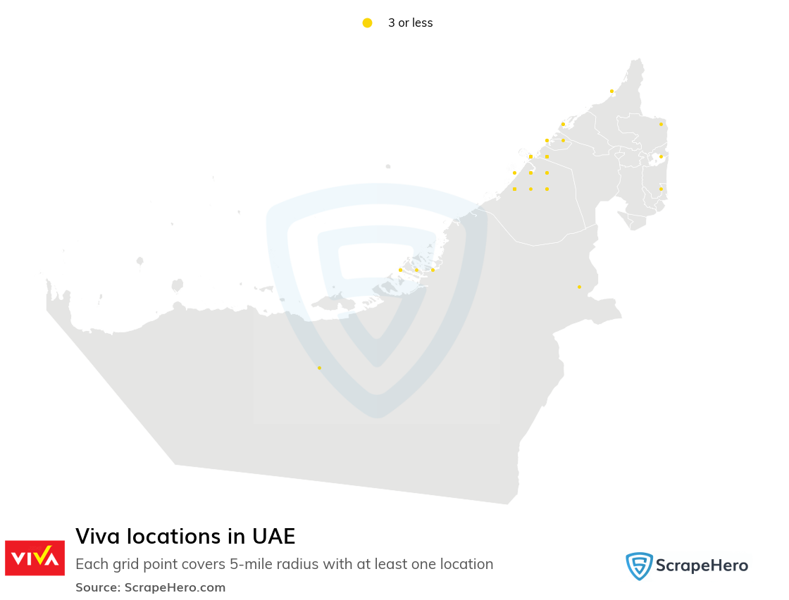 Map of Viva locations in United Arab Emirates